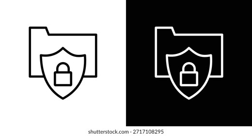Folder security icon symbol outline style. Editable icon in EPS10