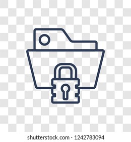 Folder security icon. Trendy linear Folder security logo concept on transparent background from Internet Security and Networking collection