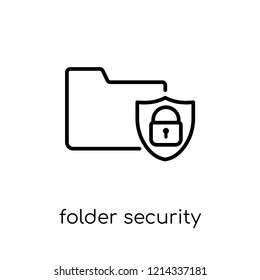Folder security icon. Trendy modern flat linear vector Folder security icon on white background from thin line Internet Security and Networking collection, editable outline stroke vector illustration