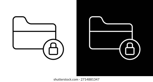 Folder security icon in trendy stroke liner style. Set of Website icon vector.