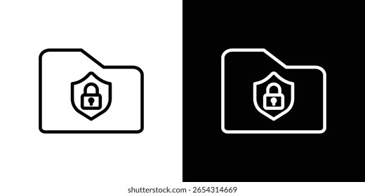 Iconos de seguridad de carpetas en estilo de línea. Trazos editables en blanco y negro