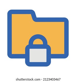 Folder Security Vector icon which is suitable for commercial work and easily modify or edit it

