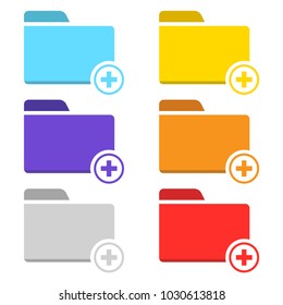 folder set icon colorful vector