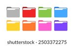 Folder set icons. Flat style. Vector illustration.