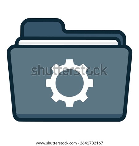 folder setting cogwheel flat color vector illustration template design