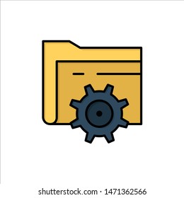 Folder, Setting, Gear, Computing  Flat Color Icon. Vector icon banner Template. Vector Icon Template background