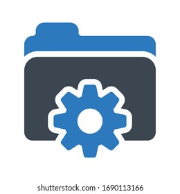 folder setting vector glyph color icon 