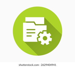 Folder settings flat icon. Simple illustration with long shadow for graphic and web design.