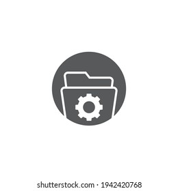 Folder settings with gears icon isolated on white background. Software update, transfer protocol, teamwork tool management. Set icons colorful. Vector Illustration