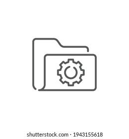 Folder settings with gears icon isolated on white background. Software update, transfer protocol, teamwork tool management. Set icons colorful. Vector Illustration