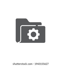 Folder settings with gears icon isolated on white background. Software update, transfer protocol, teamwork tool management. Set icons colorful. Vector Illustration
