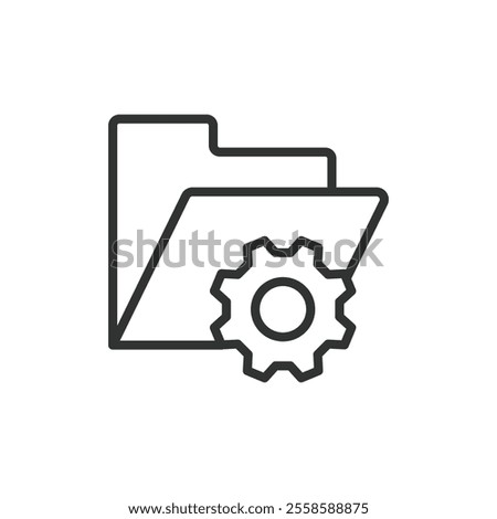 Folder settings, icon in line design. Folder, settings, file, configuration, management, organization, preferences on white background vector. Folder settings, icon in line design editable stroke icon