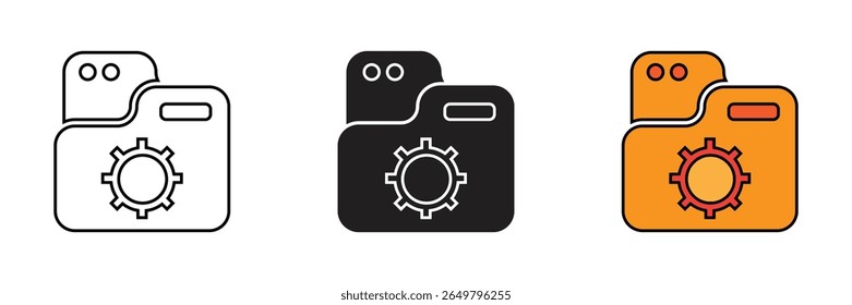 Folder settings icon on white background. Folder settings icon vector.
