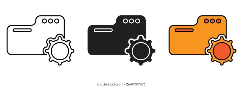 Folder settings icon on white background. Folder settings icon vector.