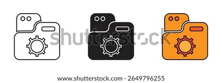 Folder settings icon on white background. Folder settings icon vector.