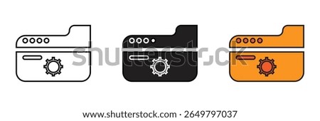 Folder settings icon on white background. Folder settings icon vector.