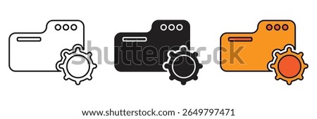 Folder settings icon on white background. Folder settings icon vector.
