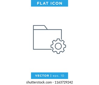 Folder Settings Vector Line Icon With Editable Stroke