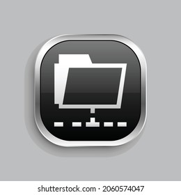folder share icon design. Glossy Button style rounded rectangle isolated on gray background.. Vector illustration