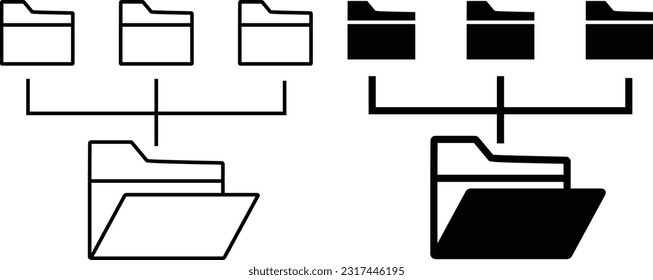 Folder sharing icon sheet, simple trendy flat style line and solid Isolated vector illustration on white background. For apps, logo, websites, symbol , UI, UX, graphic and web design. EPS 10.