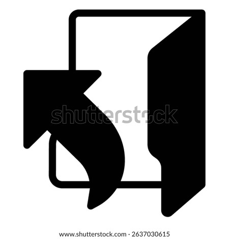 Folder with shortcut solid icon, windows pack concept. Vector graphics. Up arrow linked folder sign on white background, style mobile or design
