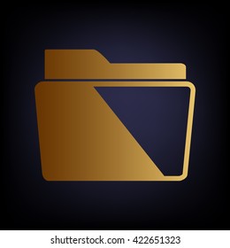 Folder sign. Golden style icon