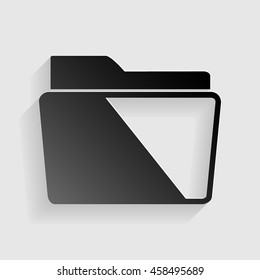 Folder sign illustration. Black paper with shadow on gray background.