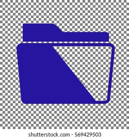 Folder sign illustration. Blue icon on transparent background.
