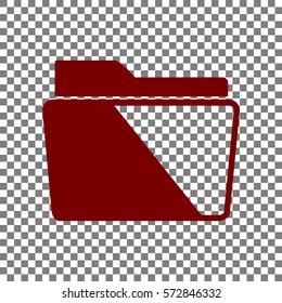 Folder sign illustration. Maroon icon on transparent background.
