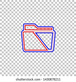 Folder sign illustration. Red, white and contour icon at transparent background. Illustration.