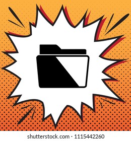 Folder sign illustration. Vector. Comics style icon on pop-art background.