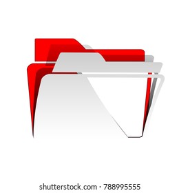 Folder sign illustration. Vector. Detachable paper icon with red body stock. Isolated.