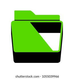 Folder sign illustration. Vector. Green 3d icon with black side on white background. Isolated.
