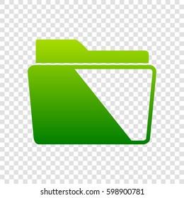 Folder sign illustration. Vector. Green gradient icon on transparent background.