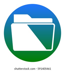 Folder sign illustration. Vector. White icon in bluish circle on white background. Isolated.