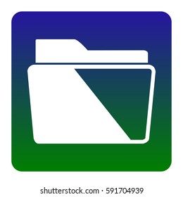 Folder sign illustration. Vector. White icon at green-blue gradient square with rounded corners on white background. Isolated.