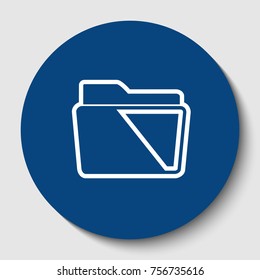 Folder sign illustration. Vector. White contour icon in dark cerulean circle at white background. Isolated.