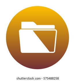 Folder sign illustration. White icon in circle with golden gradient as background. Isolated.