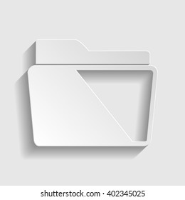Folder sign. Paper style icon with shadow on gray. Folder vector illustration. Paper folder. Catalog icon. Folder icon