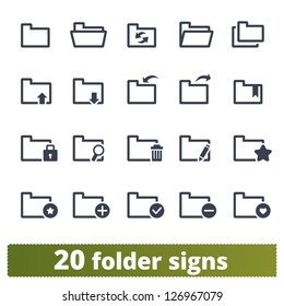 Folder signs: vector set of icons for web and mobile applications