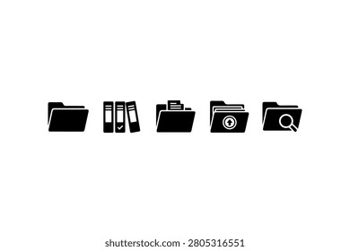 Folder Silhouette Vector Collection Set