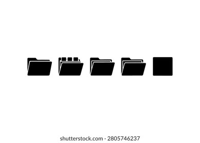 Folder Silhouette Vector Icon Collection Set