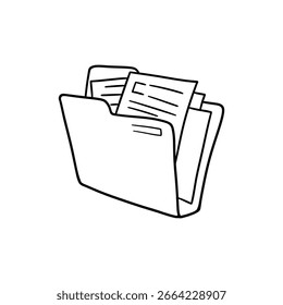 Folder slightly open with papers inside representing document organization and storage