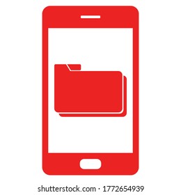 Folder and smartphone on white