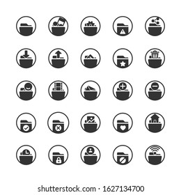 Folder solid icon set. Vector and Illustration.