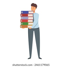 Folder stack manager icon cartoon vector. Paper work. Professional task