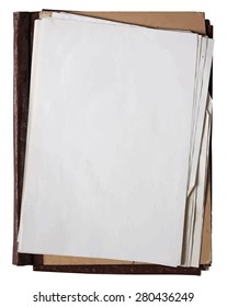 folder with stack of old papers, vector 