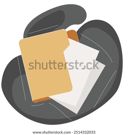 Folder and stack of white papers.
Contract document icon