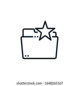 Folder with star, favorite, rating outline icon. vector illustration. Editable stroke. Outline icons suitable for web, infographics, interface and apps.