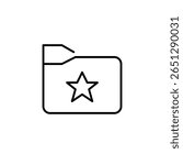 Folder with star sign on it. Adding documents to favorite. Featured projects, top level access. Pixel perfect, editable stroke vector icon